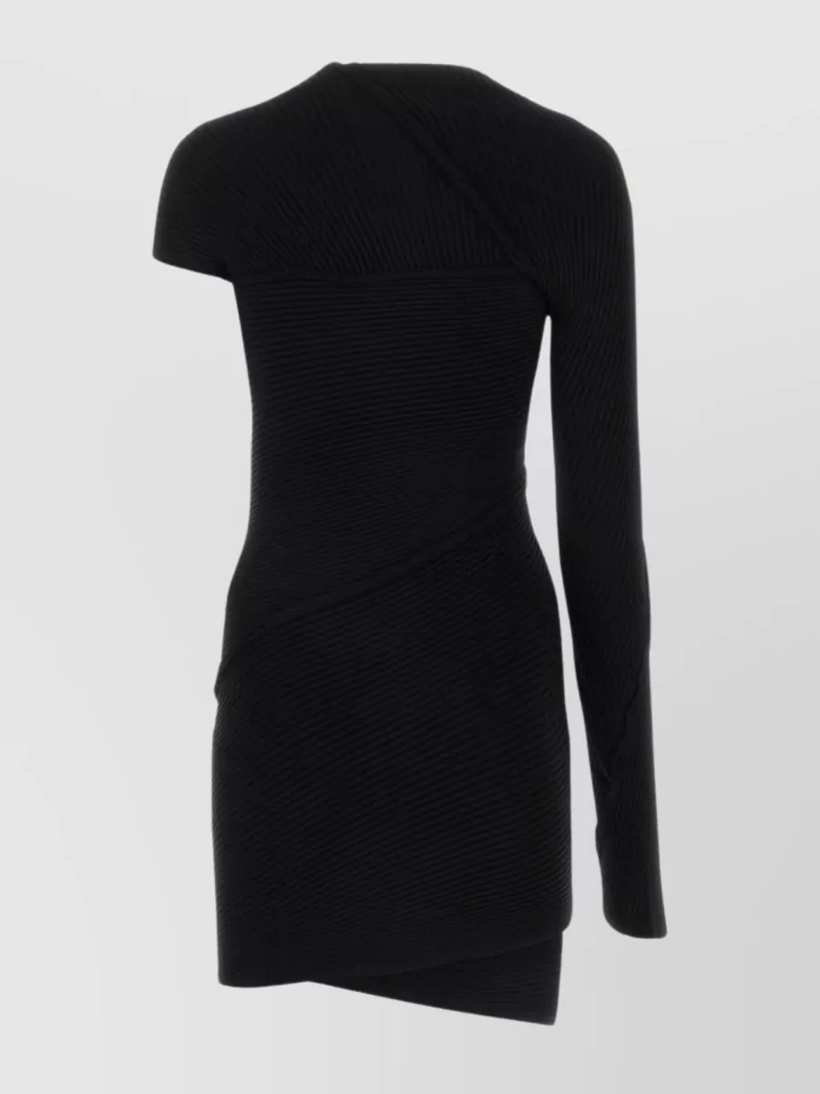 Shop Balenciaga Viscose Blend Asymmetric Dress In Black