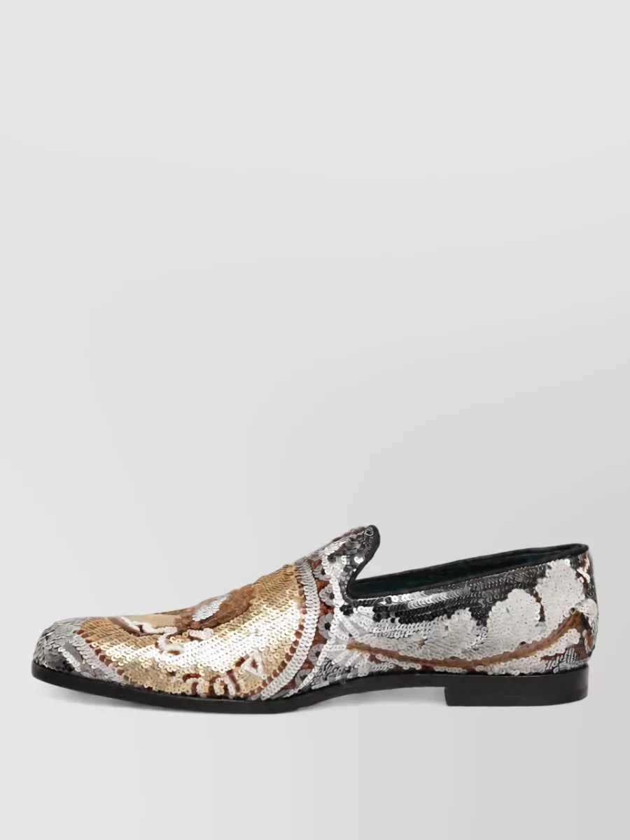 Dolce&Gabbana leather sequin slip-on slippers