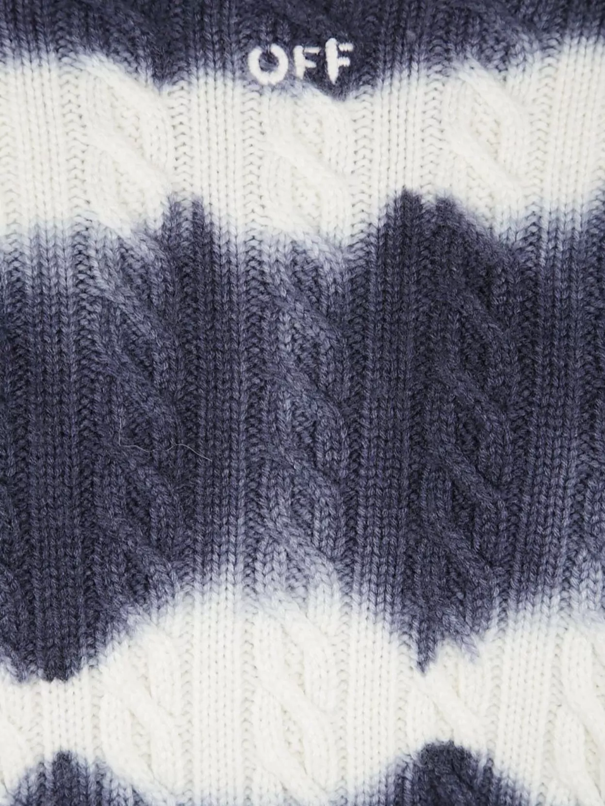 Off-White Cable Knit Crop Top With Long Sleeves