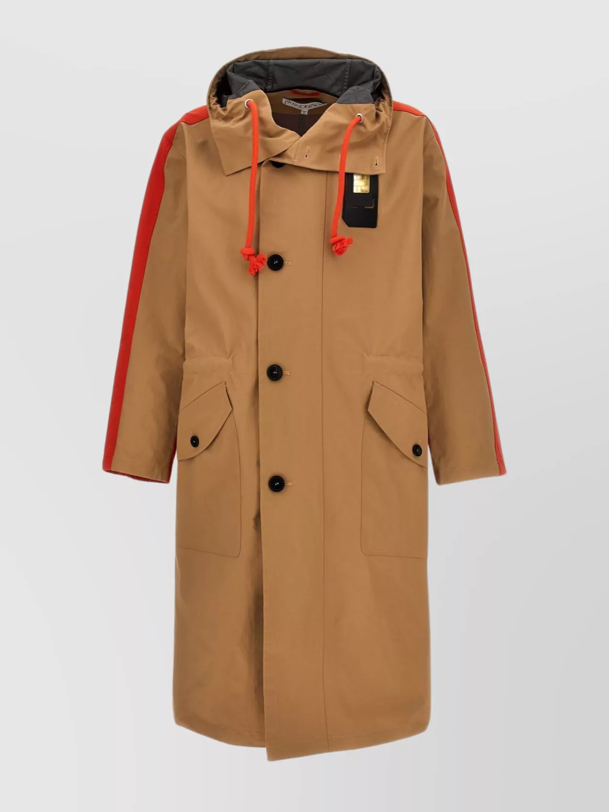 Shop Jw Anderson Long Parka With Hood And Drawstrings