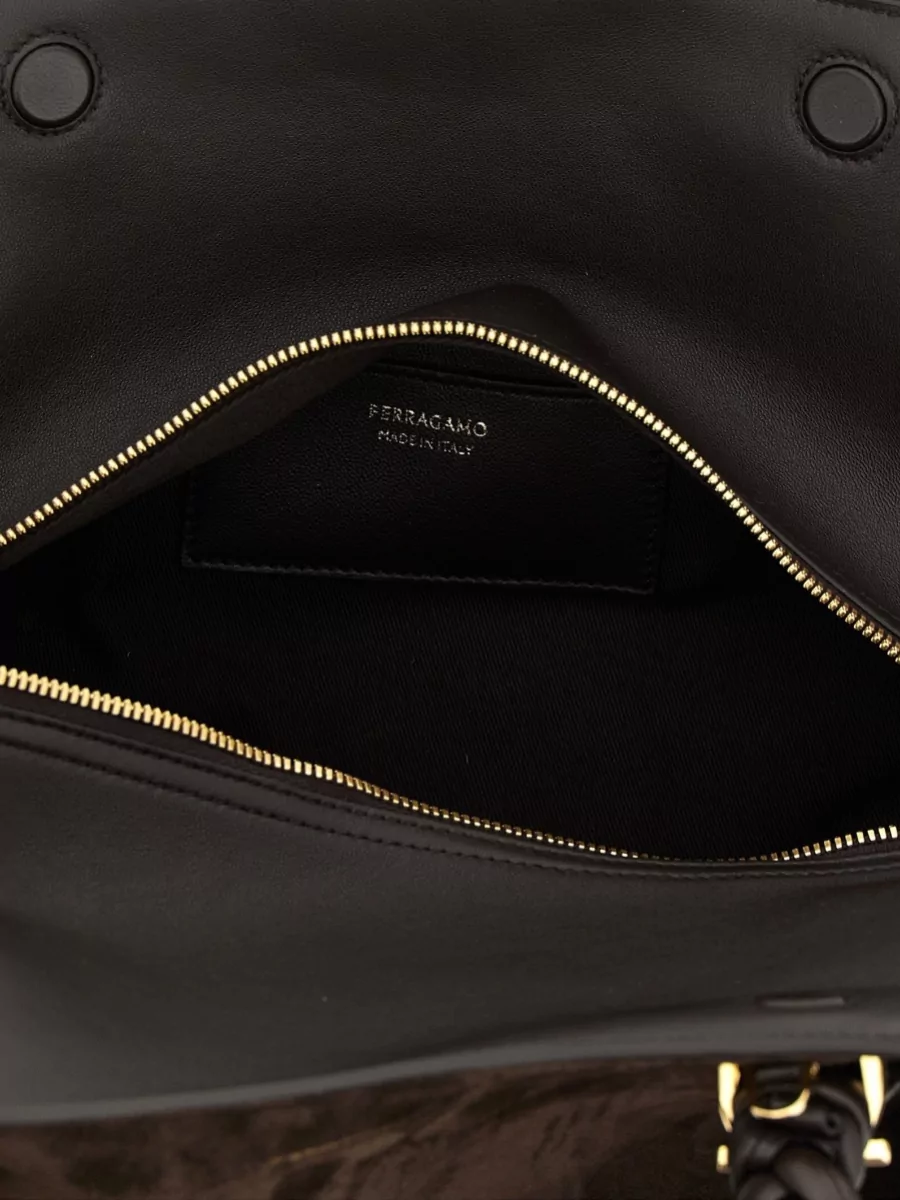 Ferragamo Small Suede And Leather Shoulder Bag