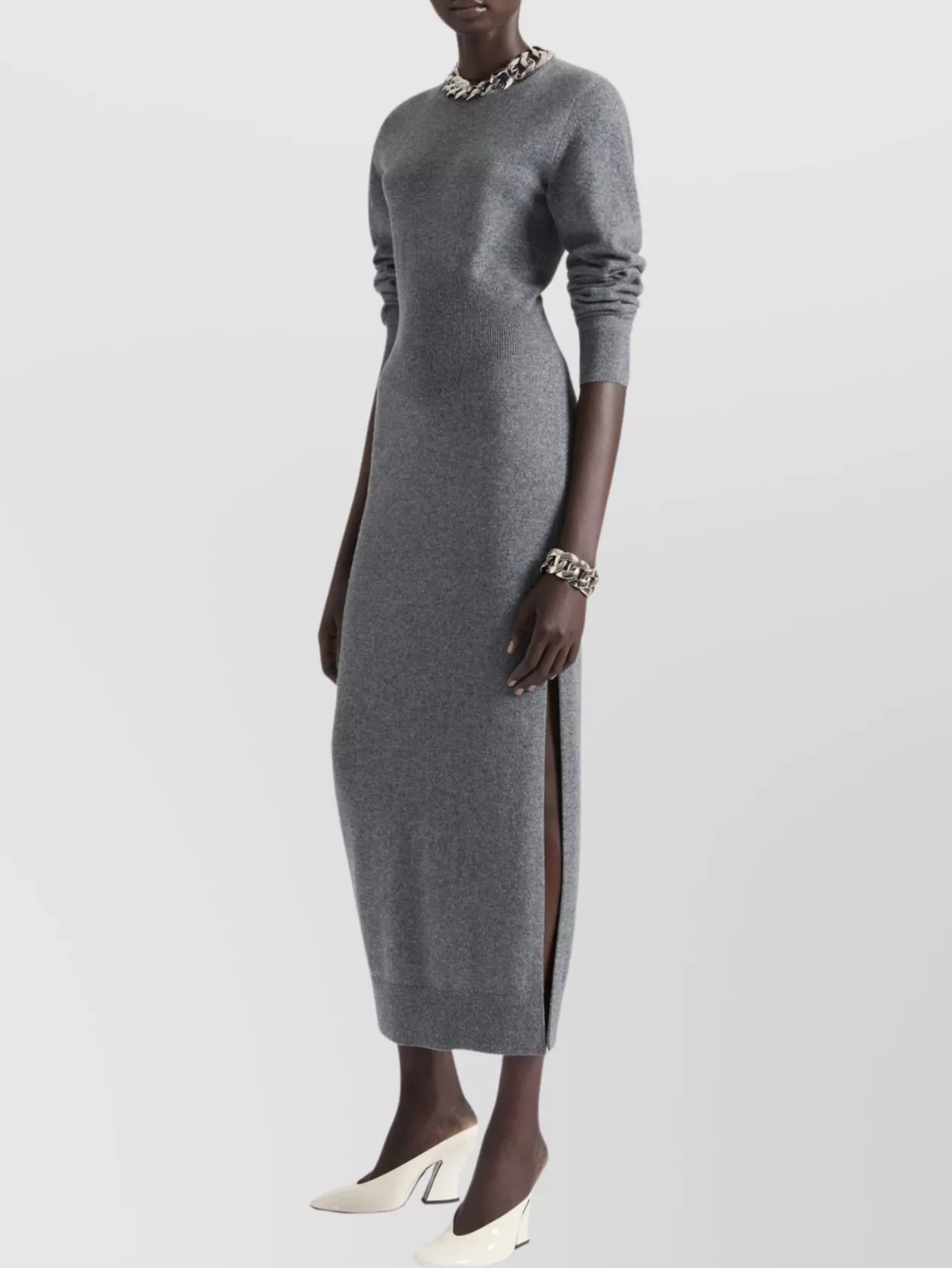 Givenchy Cashmere Midi Dress Featuring Open Back In Gray