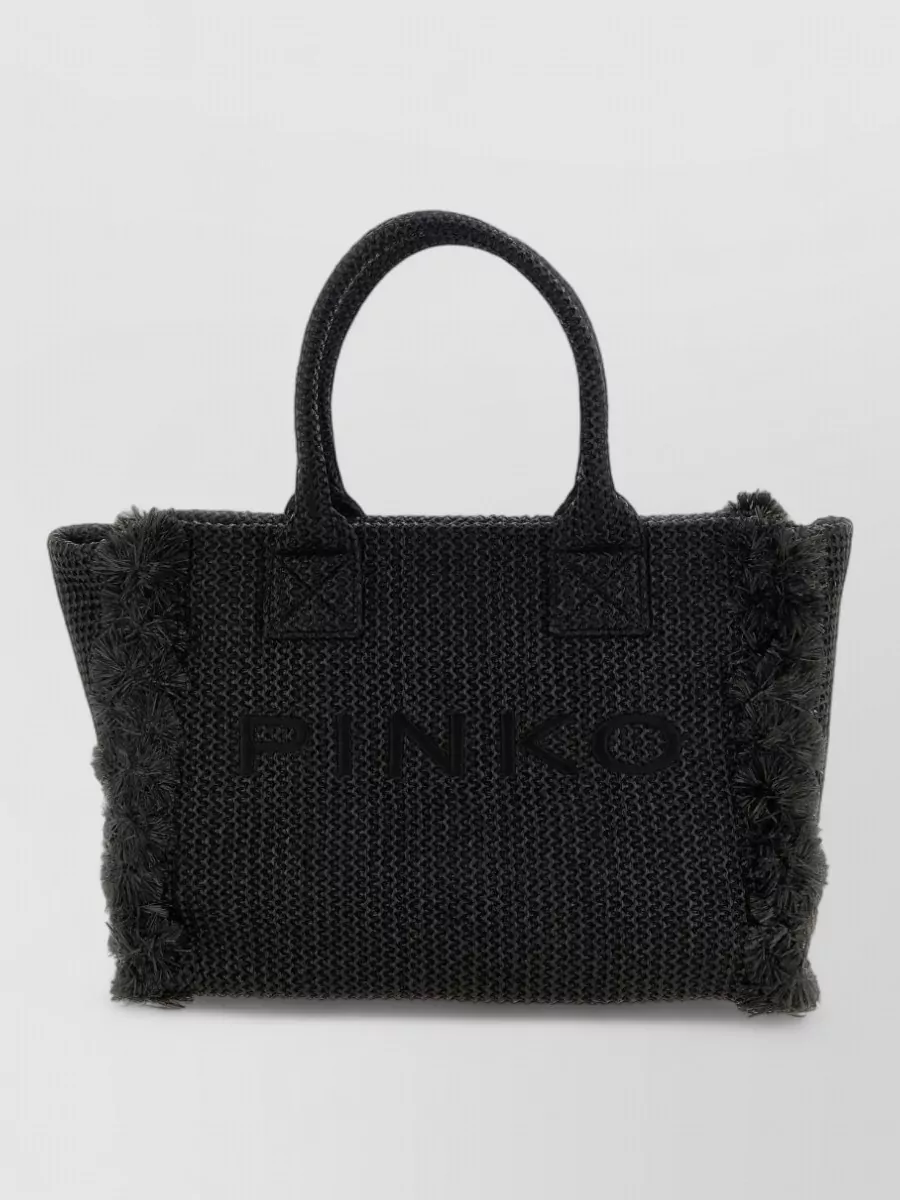 Pinko na medium raffia tote bag