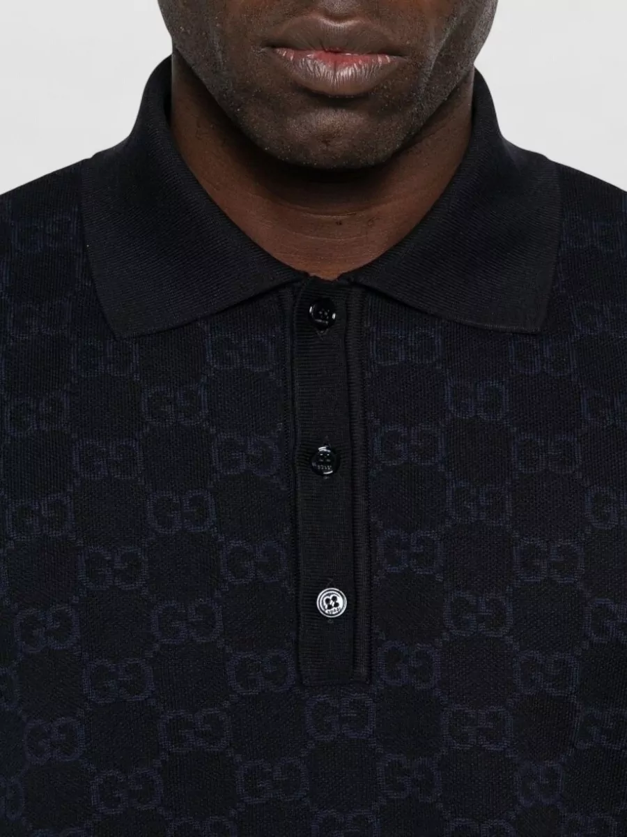 Gucci Knitted Shirt Polo Collar Short Sleeves
