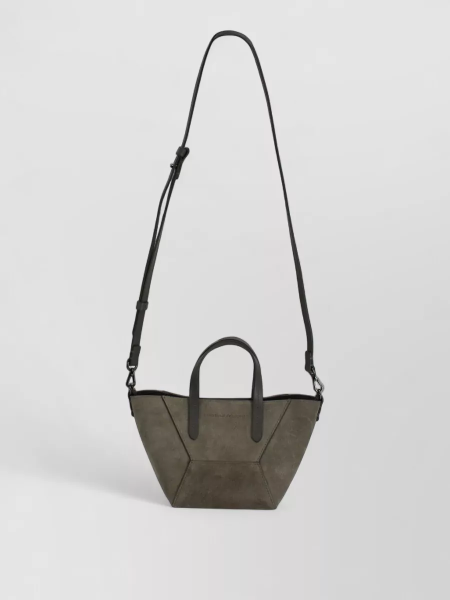 Brunello Cucinelli Globe Mini Suede-Effect Panelled Cross-Body Bag