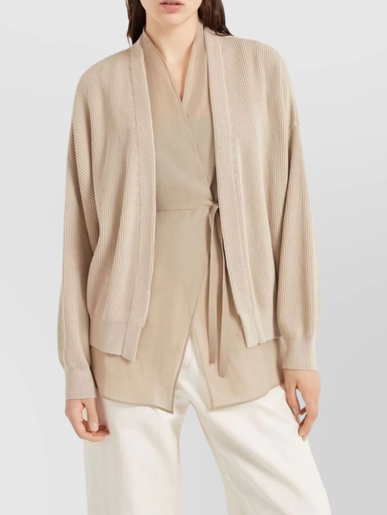 Brunello Cucinelli Cotton Cardigan With Tie Waist And Wrap Design