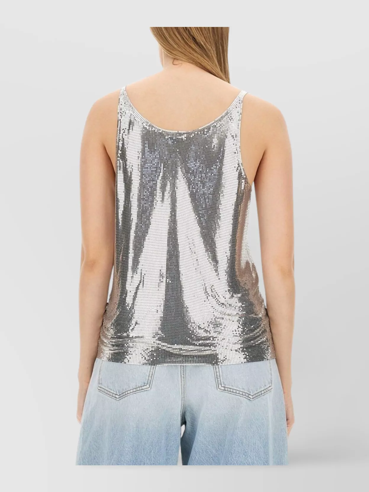 Rabanne Mesh Top With Metallic Sequin Embellishment