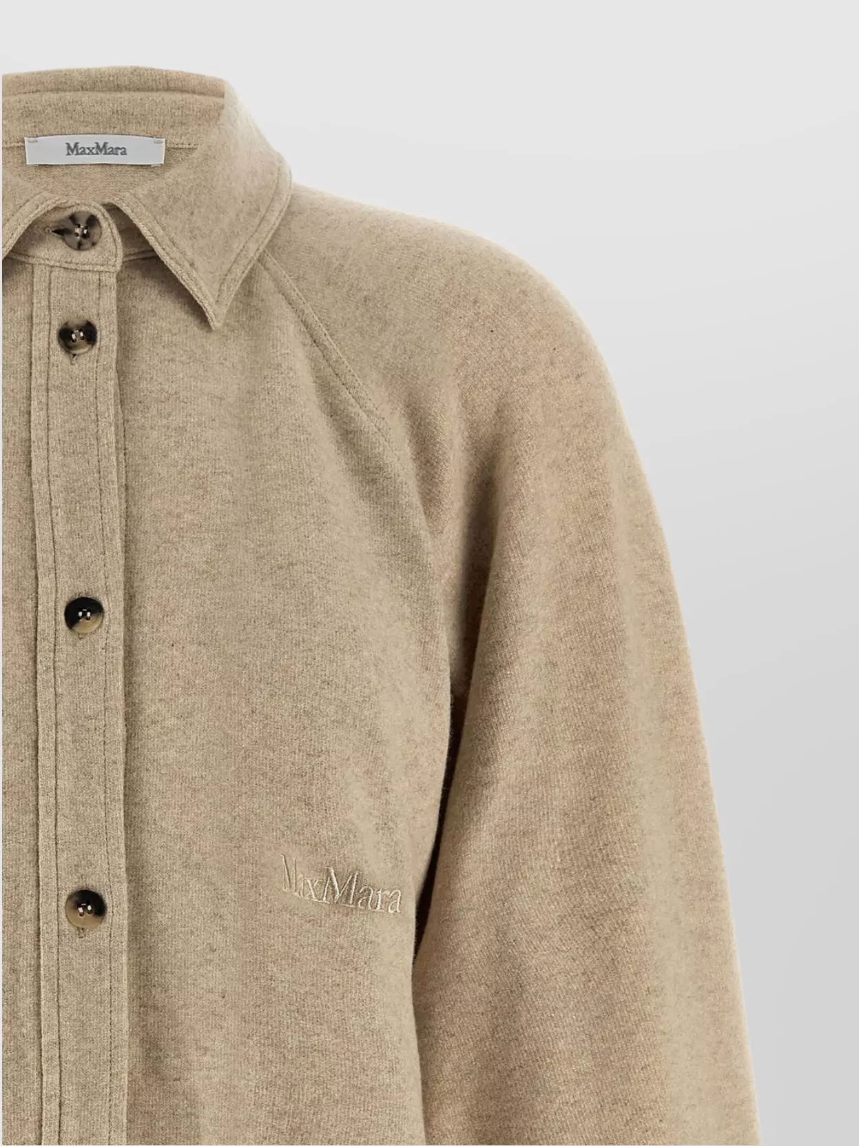 Max Mara Overshirt With Collared Neck And Long Sleeves In Neutral