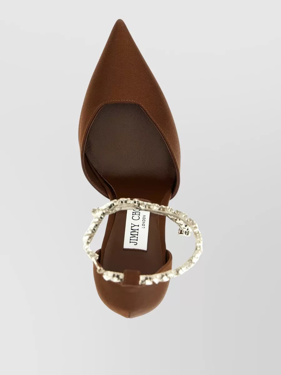 Jimmy Choo Stevie Pumps Ankle Strap Embellished Satin Pointed