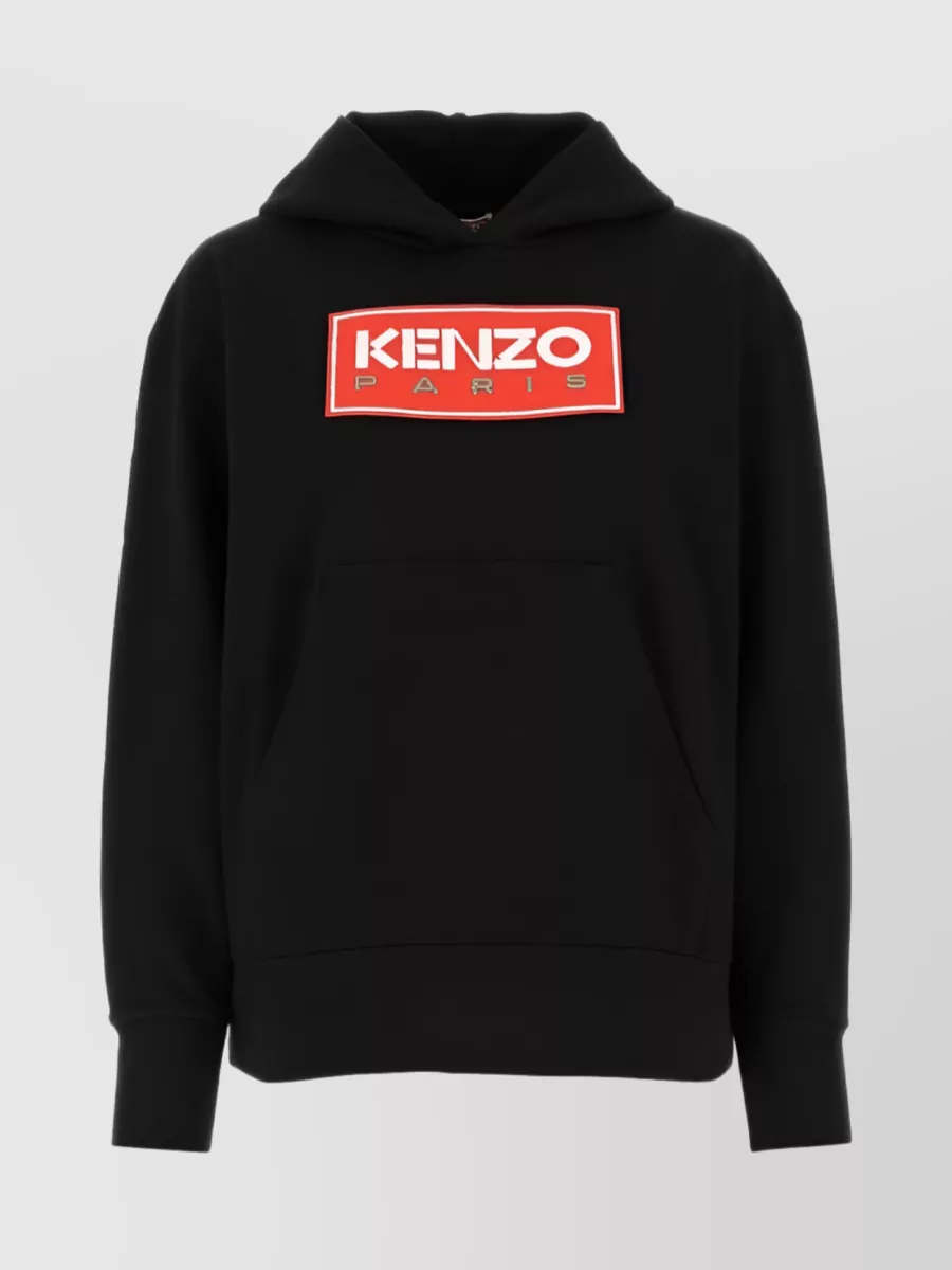 Shop Kenzo Distinctive Cotton Hoodie With Bold Logo In Black