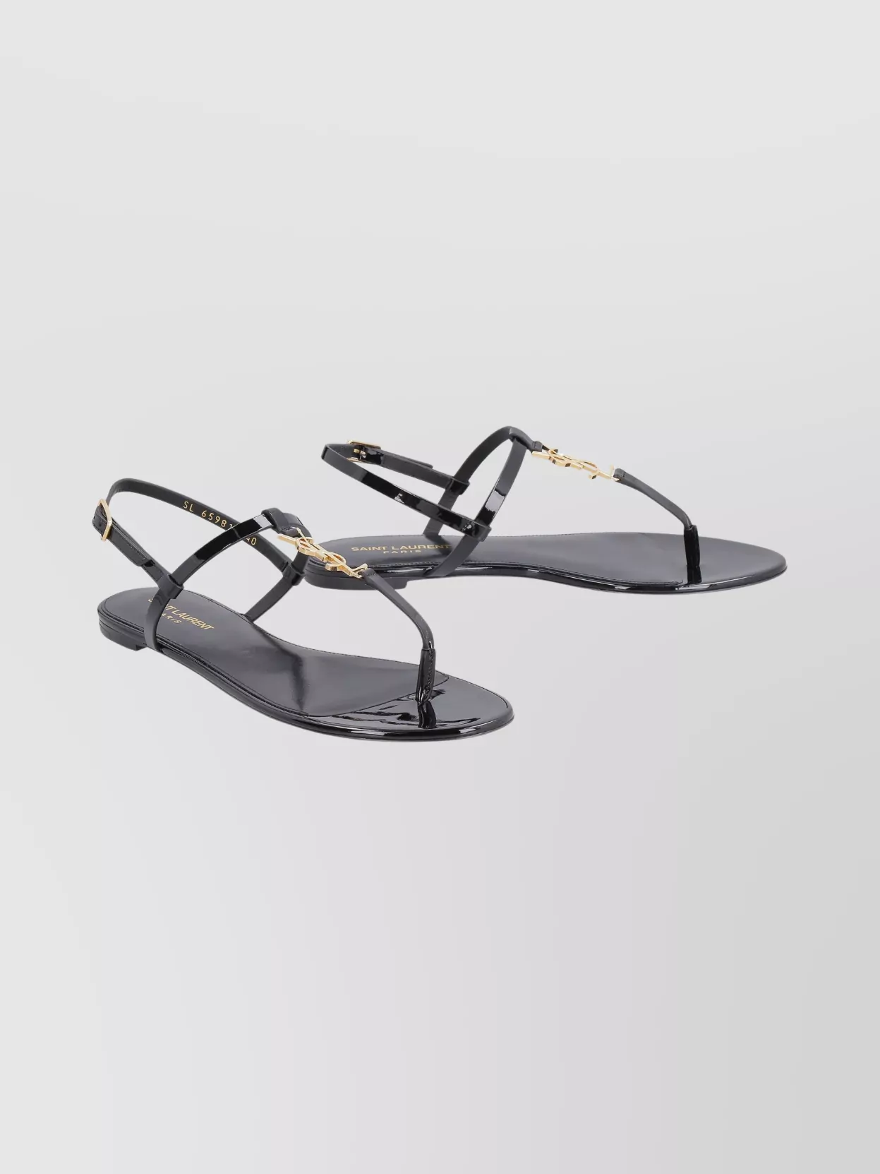 Saint Laurent Strappy Flat Sandals Featuring Buckle Detail In Black