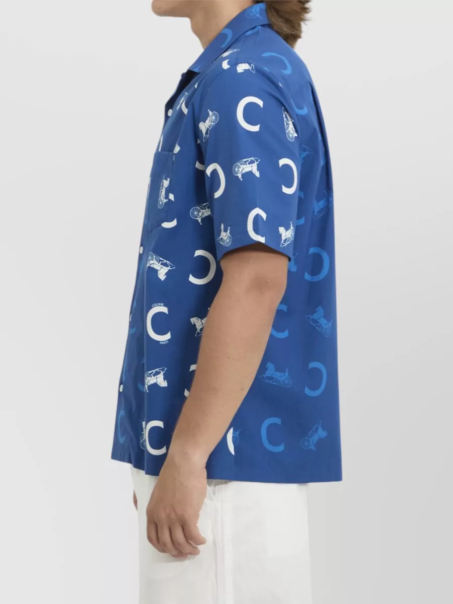 Celine cotton printed short-sleeve bowling shirt