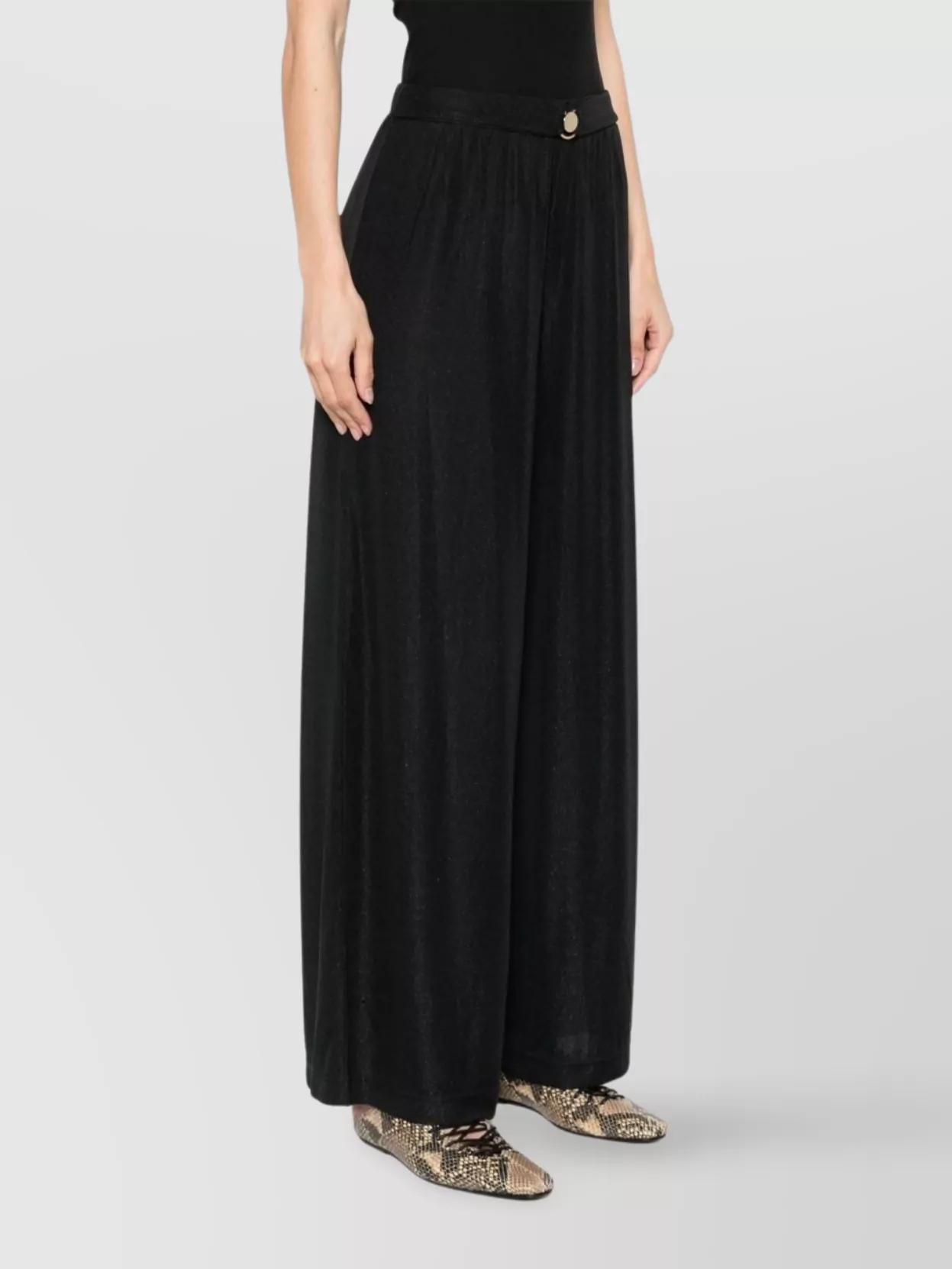 Shop Emporio Armani Wide-leg Trousers Lamé Effect