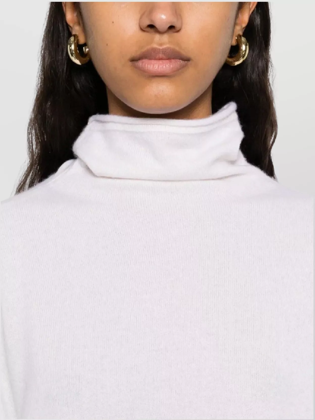 Max Mara High-neck Cashmere Top With Subtle Cuff Detailing In White
