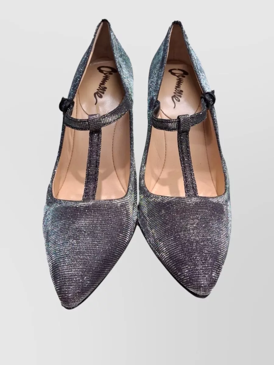 La Rose Leather Lurex Pointed Pumps