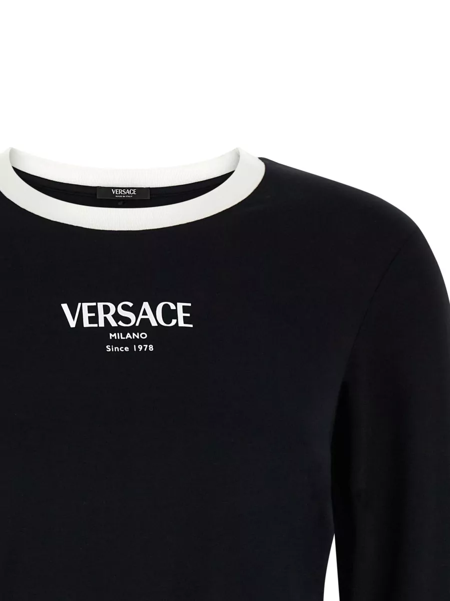Versace Logo Crew Neck Long Sleeve T Shirt
