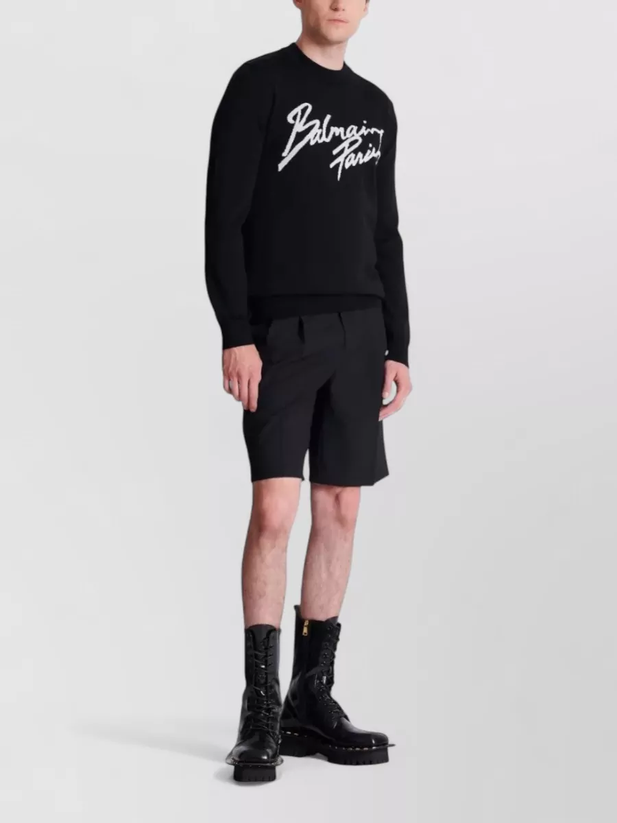 Balmain Logo Knit Sweater Round Neck