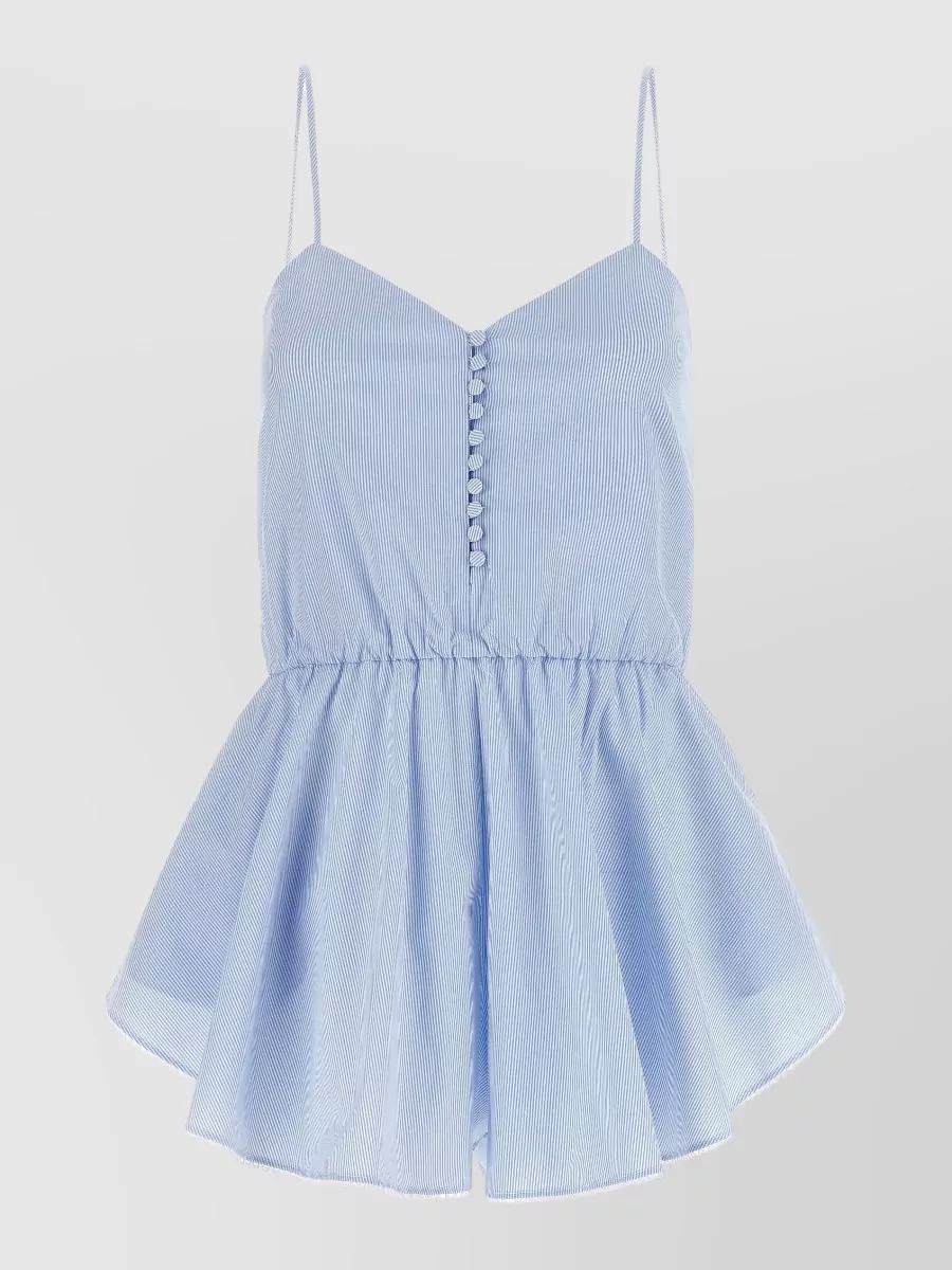 The Andamane Cotton Striped Sleeveless Sweetheart-Neckline Jumpsuit