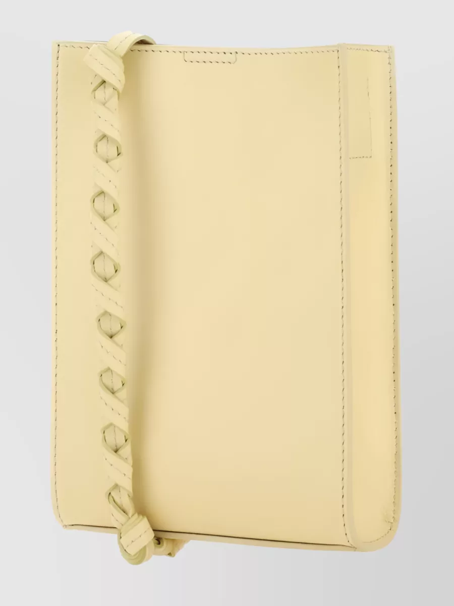 Shop Jil Sander Tangle Leather Shoulder Bag In Cream