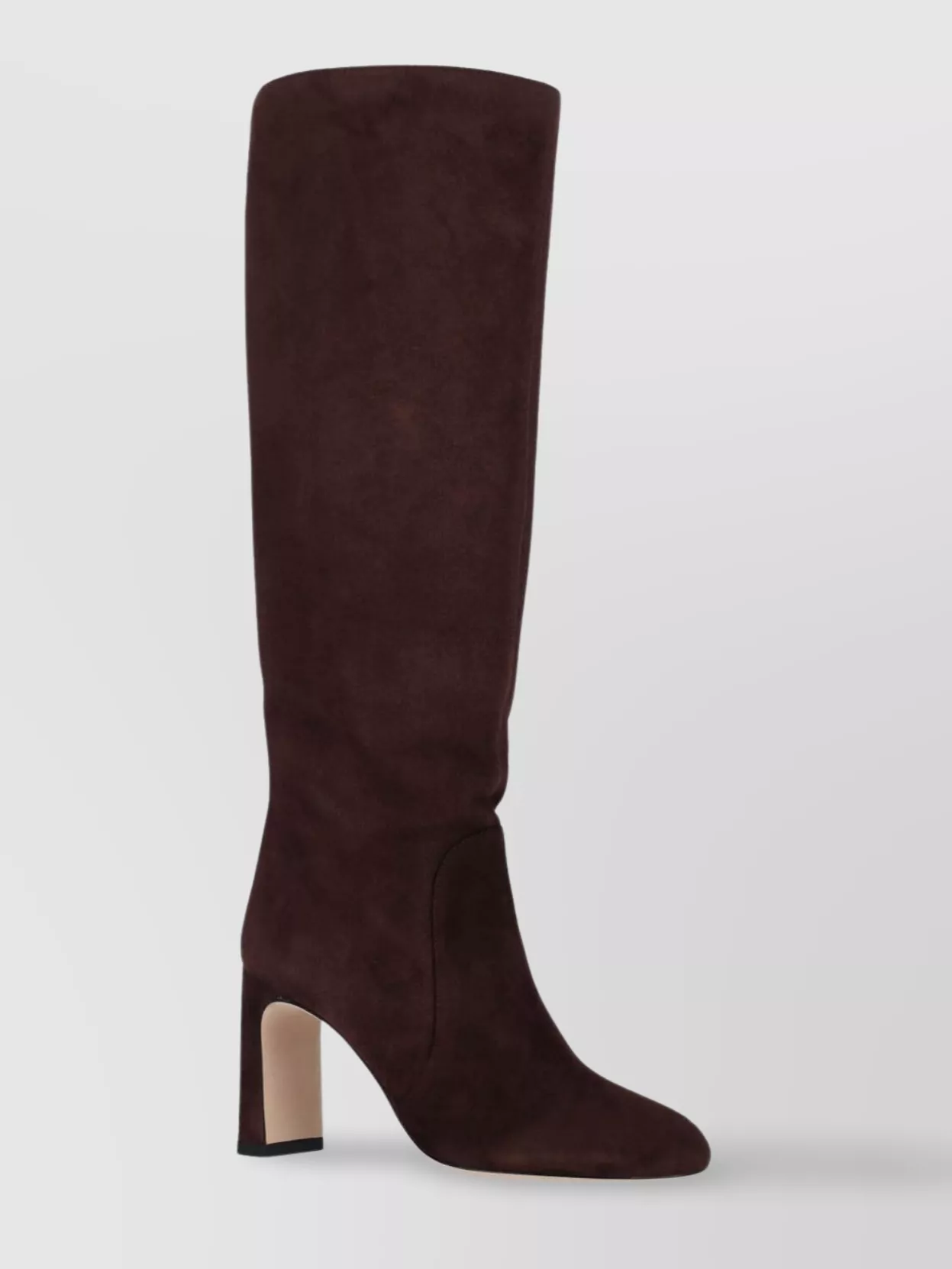 Stuart Weitzman Almond Toe Block Heel Knee-High Suede Boots