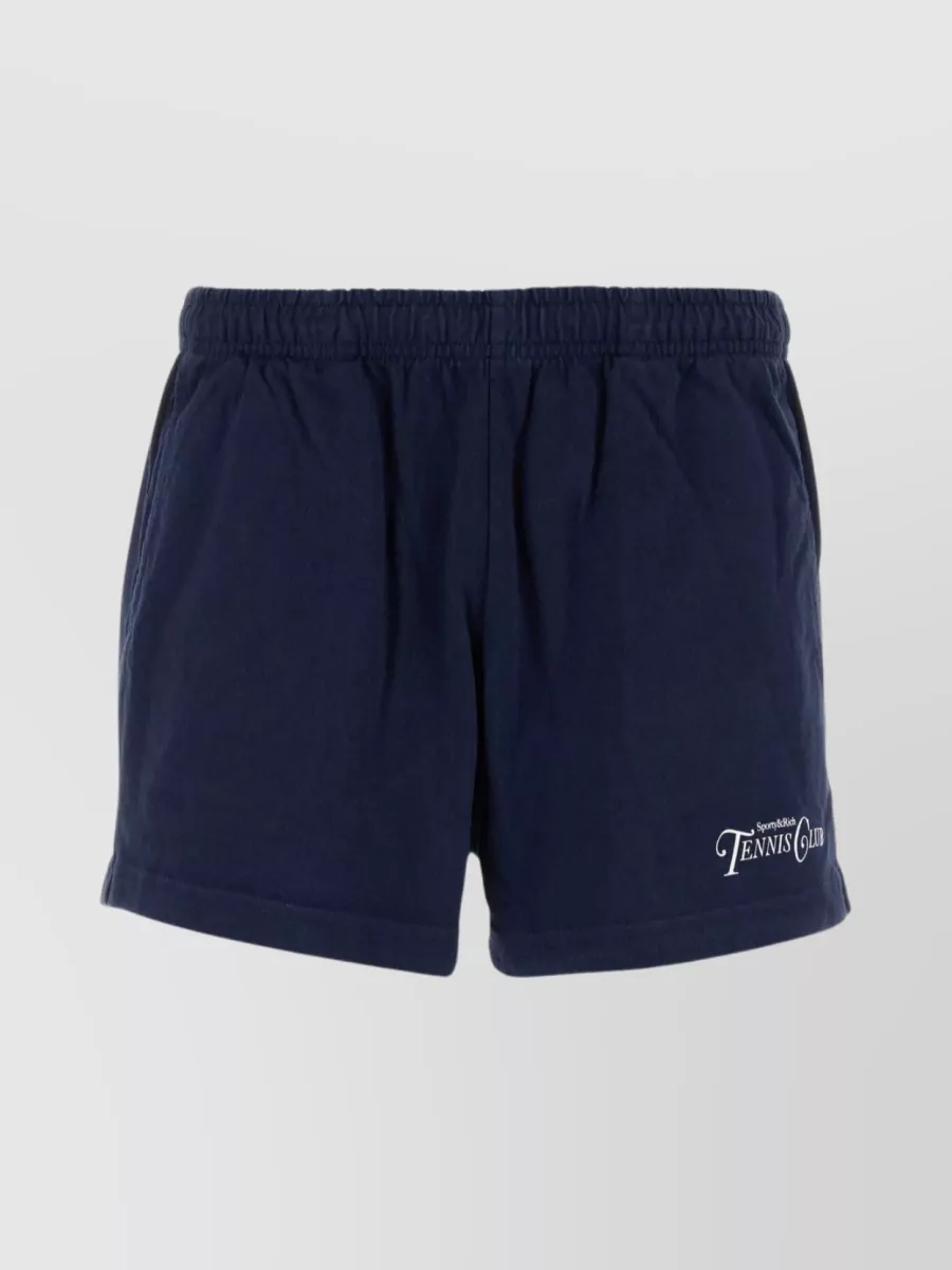 Shop Sporty And Rich Back Pocket Cotton Bermuda Shorts In Blue