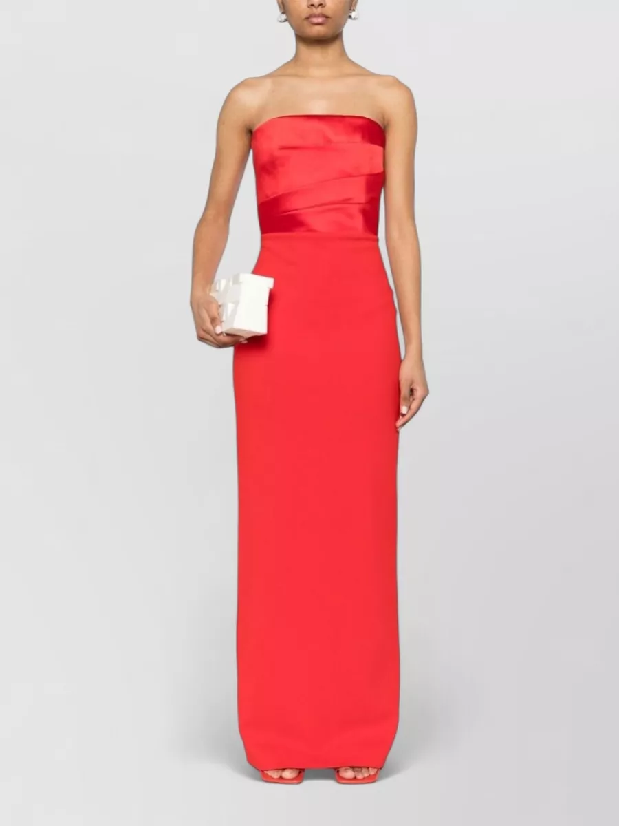 Solace London Sleeveless Straight Neck Pleated Maxi Dress