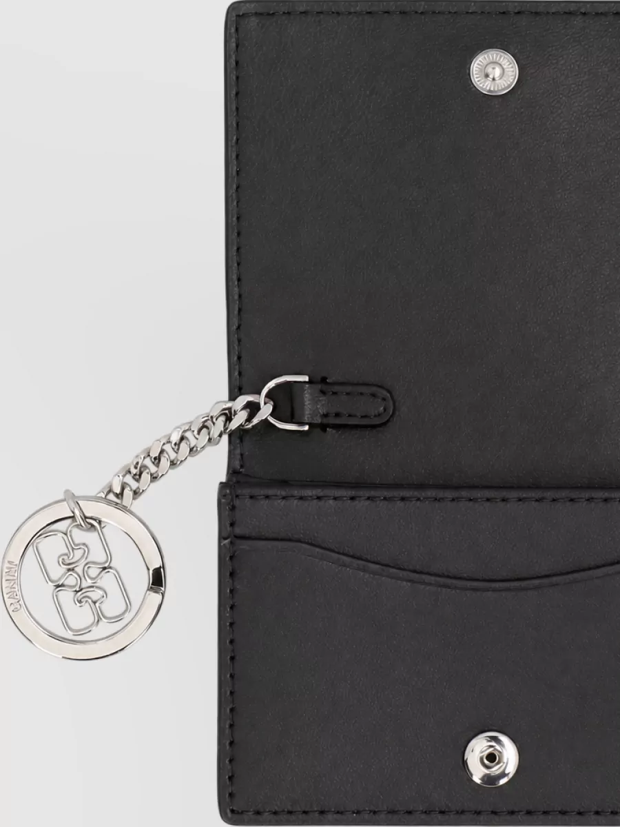 Ganni faux leather card holder keyring