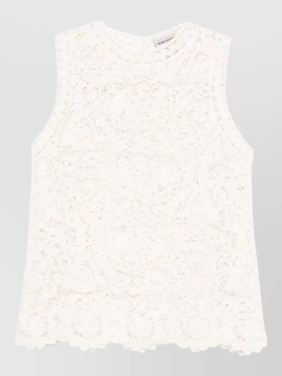 Semicouture sleeveless guipure lace top