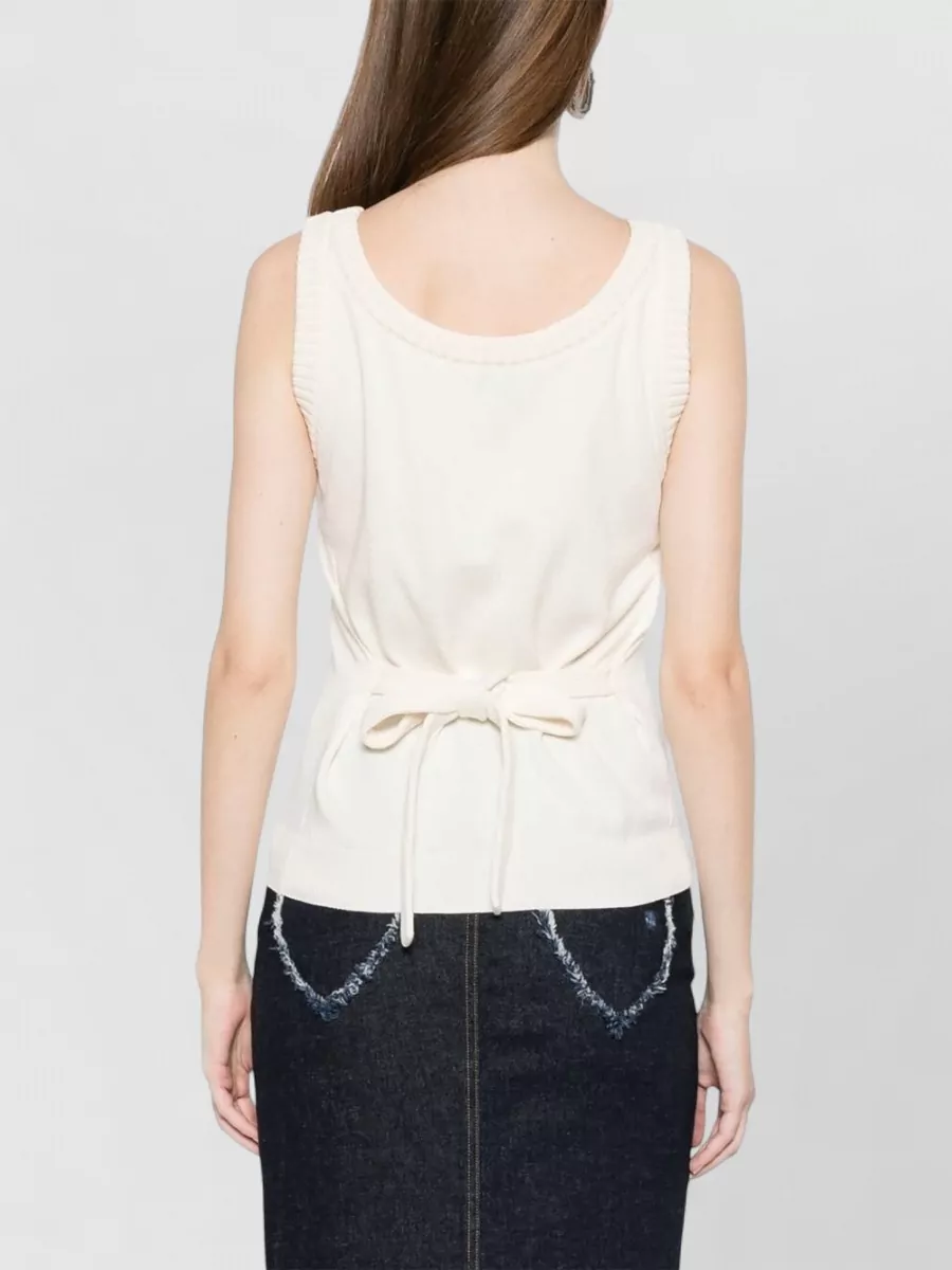 Moschino Cotton Ribbed Round-Neck Sleeveless Tank Top