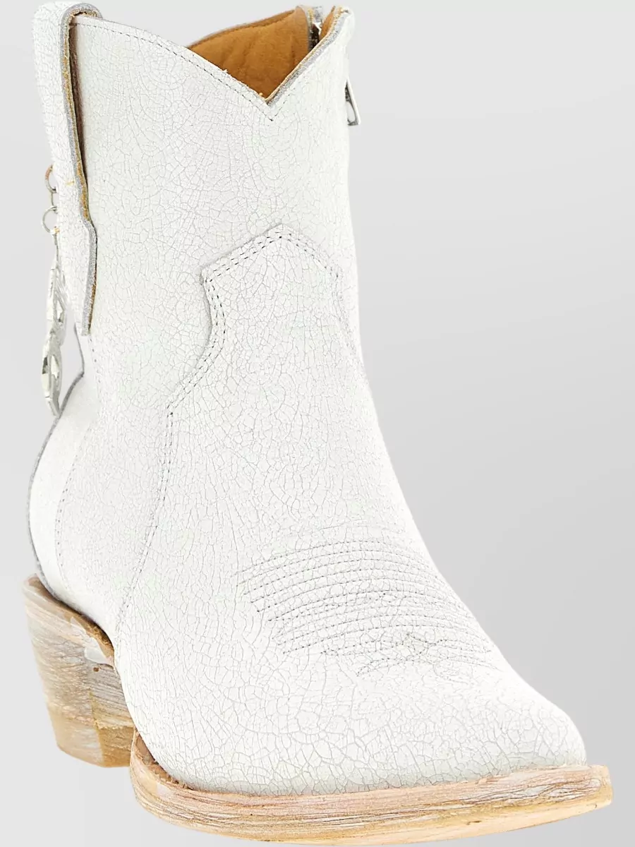Comme Des Garçons Leather Embroidered Ankle Boots