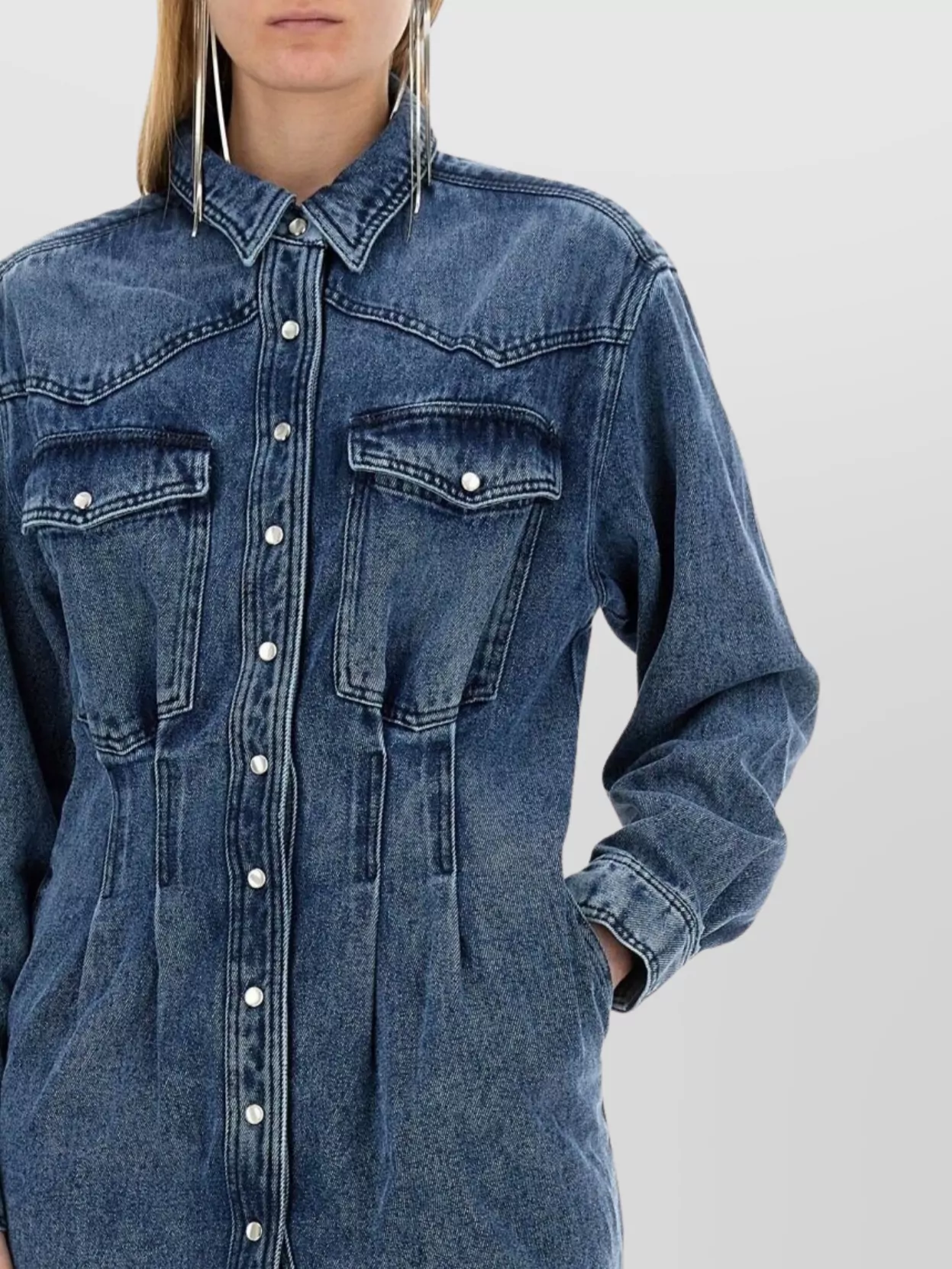 Isabel Marant Liliko Denim Shirt Minidress In Blue