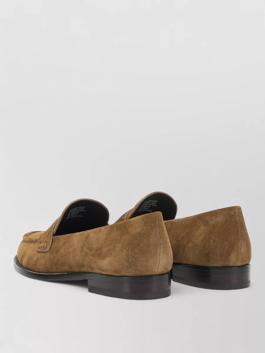 Tory Burch Suede Penny Strap Loafers Round Toe