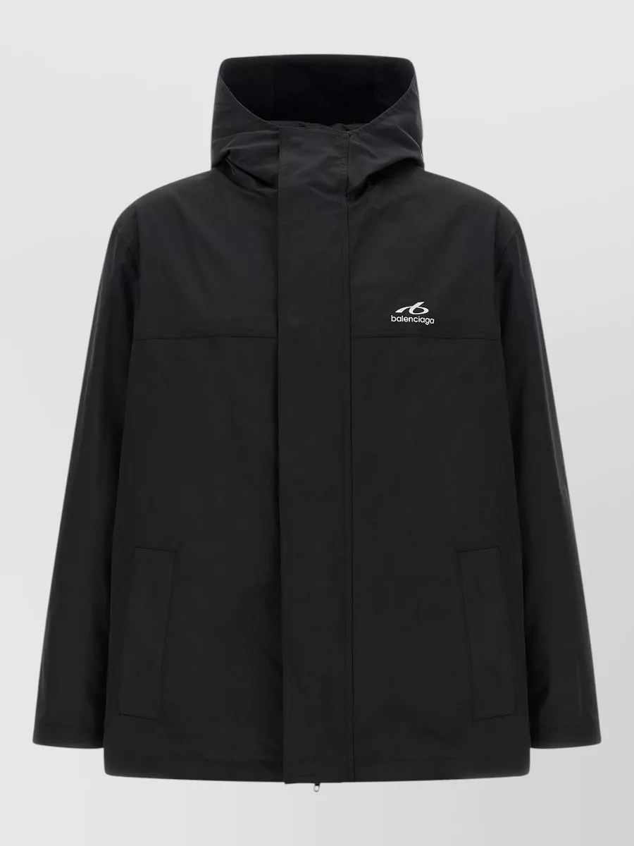 Balenciaga logo-print hooded windbreaker