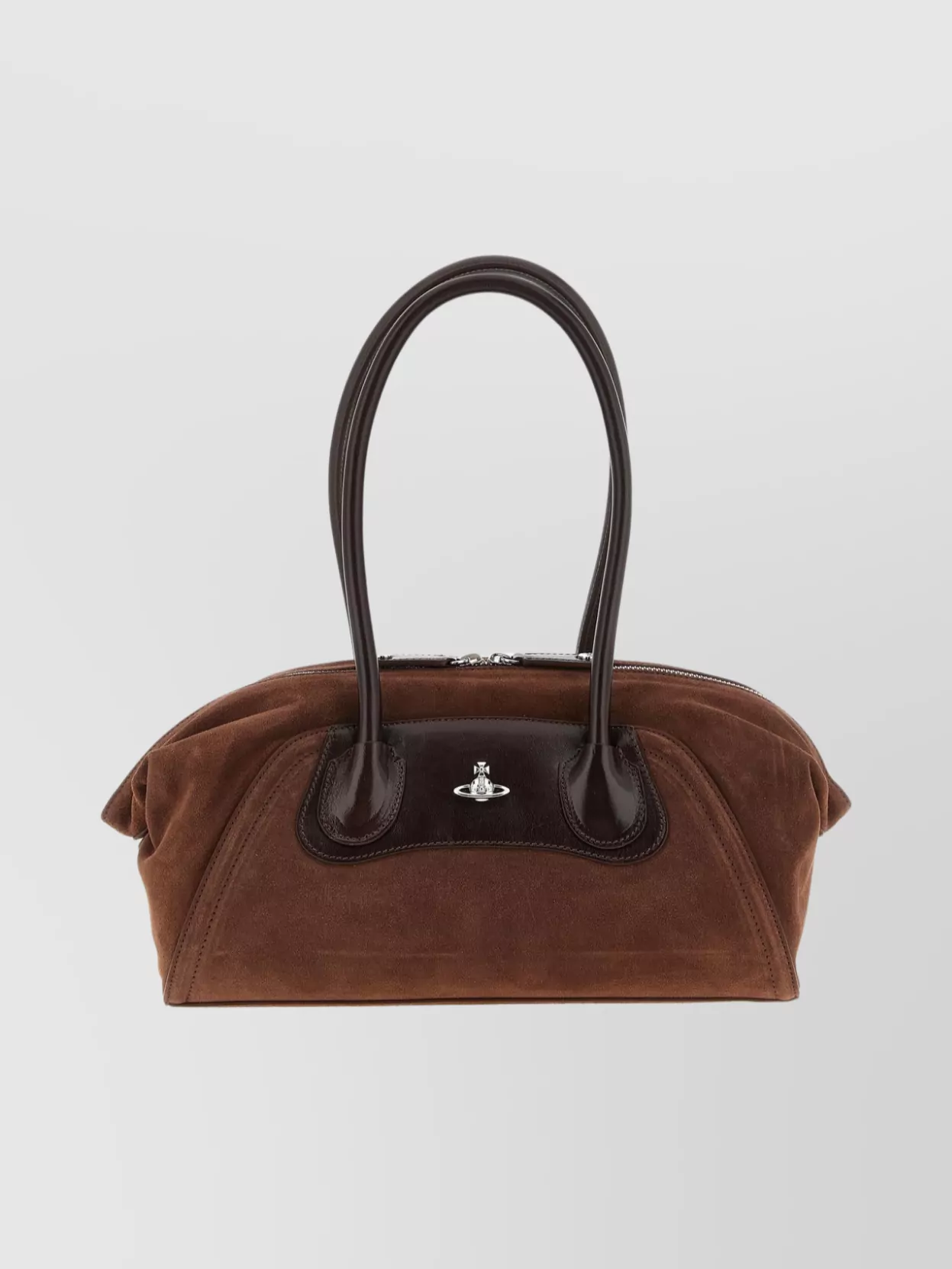 Vivienne Westwood Mens Aw25-chocolate Brown Shirley Small Suede Holdall In Brown