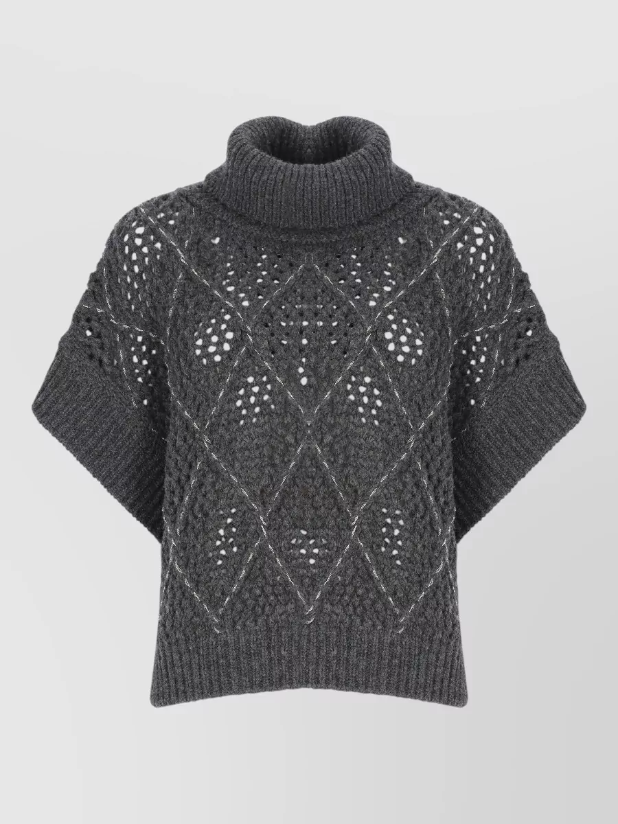 Peserico ribbed high neck poncho