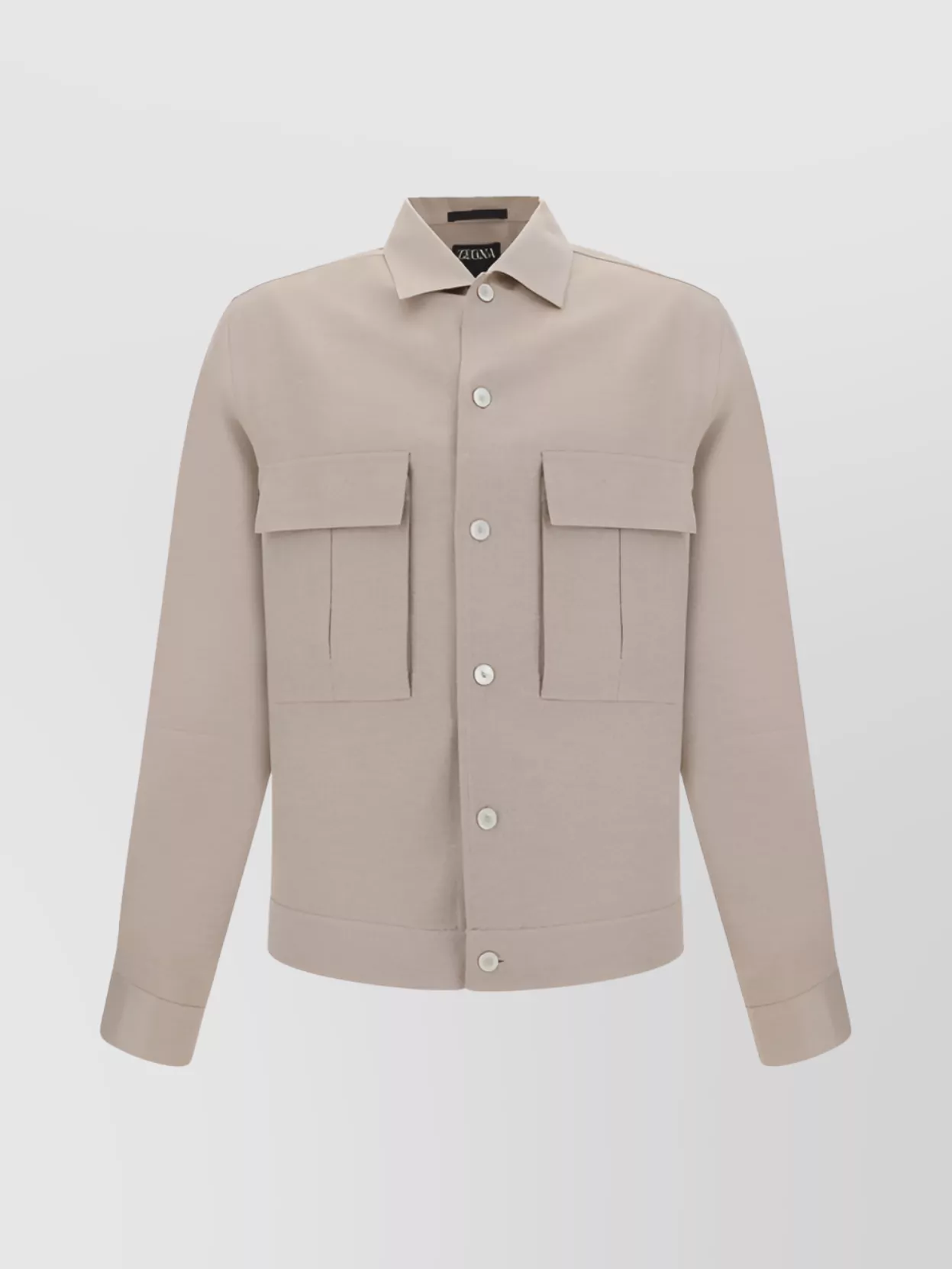 Shop Zegna Shirt With Chest Pockets And Monochrome Pattern