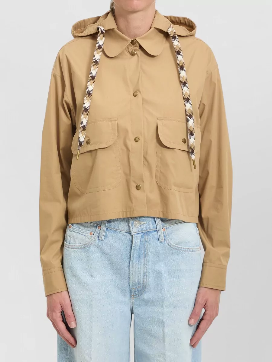 Moncler cropped hooded cotton-blend shirt jacket