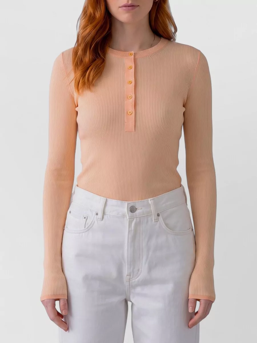 Chloé wool ribbed long-sleeve knitted top