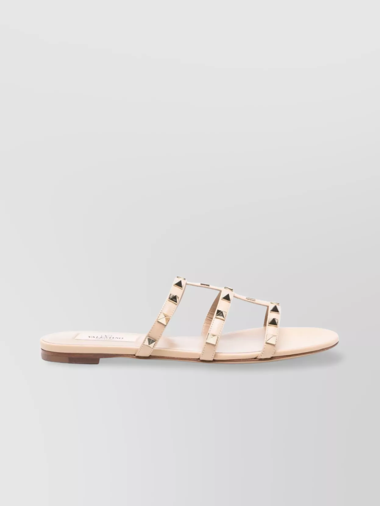 Valentino Flat Studded Leather Sandals With Open Toe