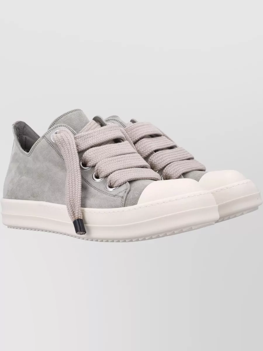 Rick Owens Leather Jumbo Lace Low-Top Sneakers