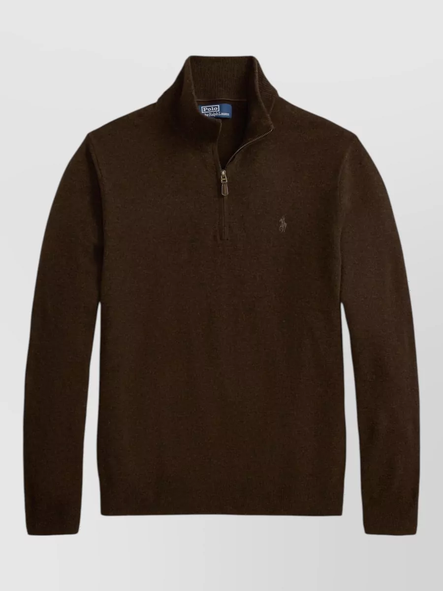 Polo Ralph Lauren wool ribbed mockneck quarter-zip jumper