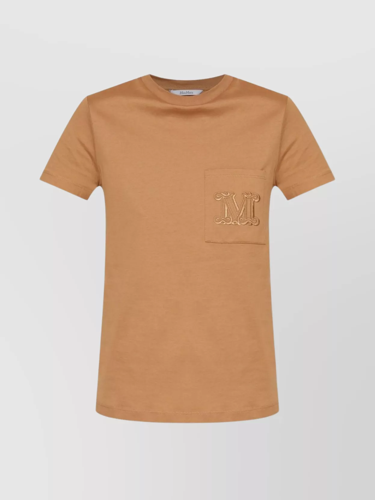Max Mara Monogram Embroidered Crew Neck T-shirt In Brown
