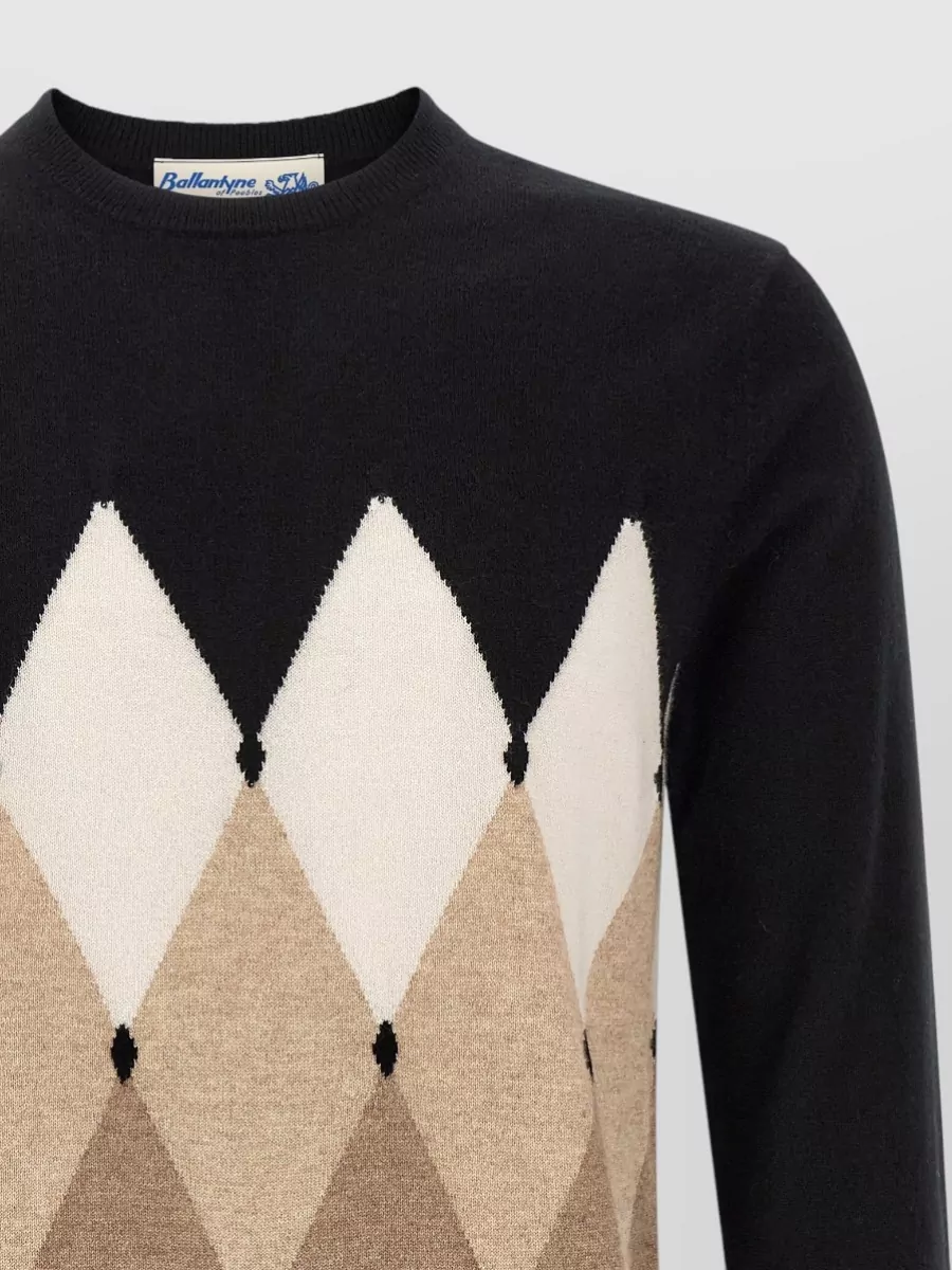 Ballantyne Cashmere Diamond Intarsia Crew Neck Jumper