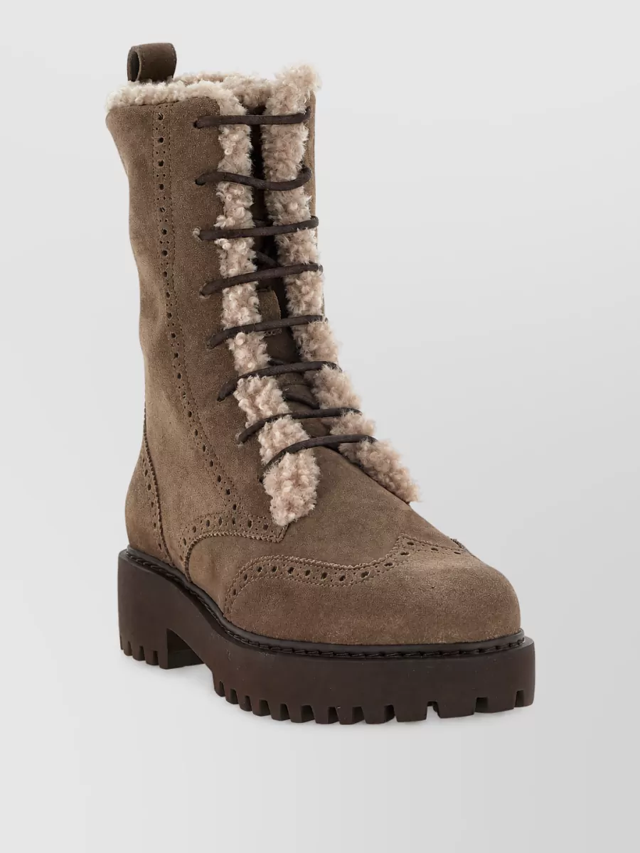 Brunello Cucinelli suede shearling ankle boots