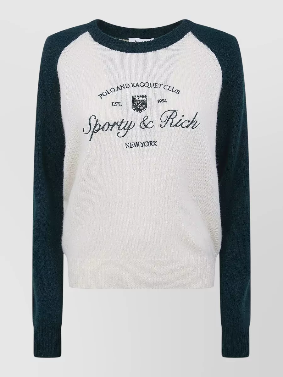 Sporty & Rich Cashmere Wool Baseball Sweater