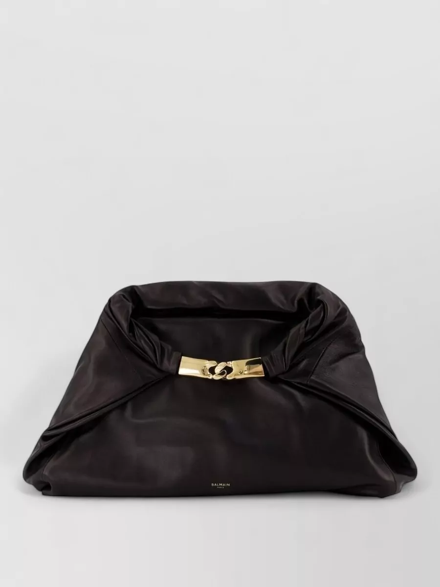 Balmain medium lambskin leather tote bag