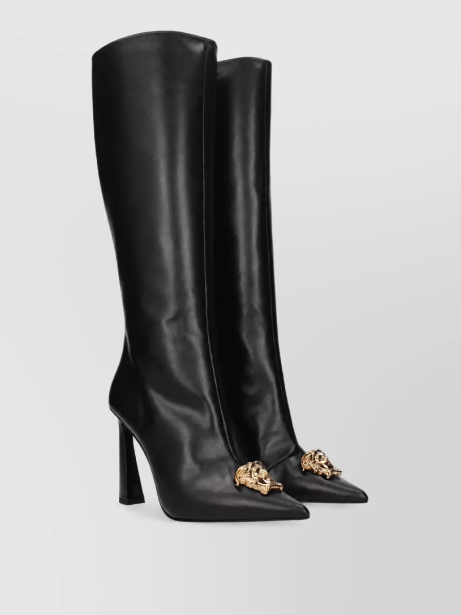Versace Leather High Heel Boots