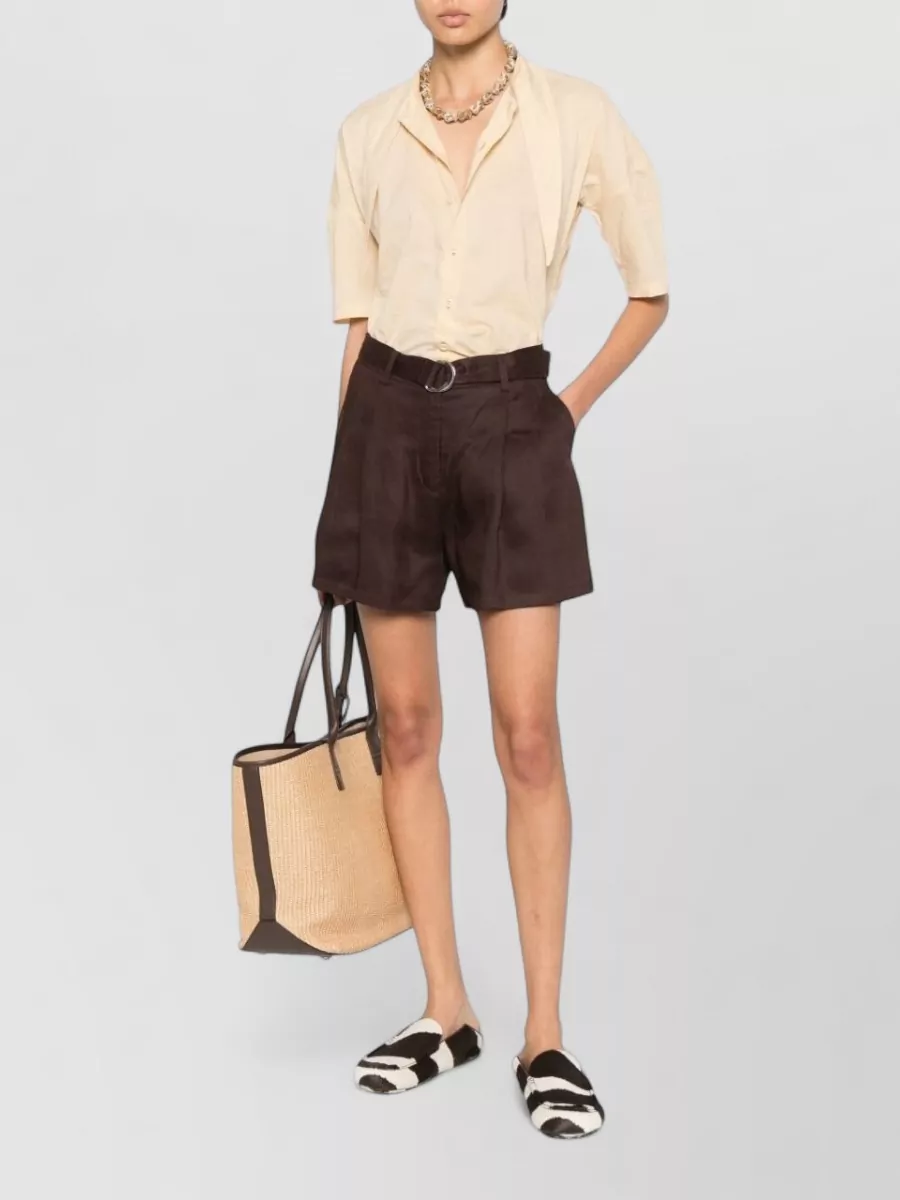 Ermanno Firenze Linen-Blend Pleated Tailored Shorts