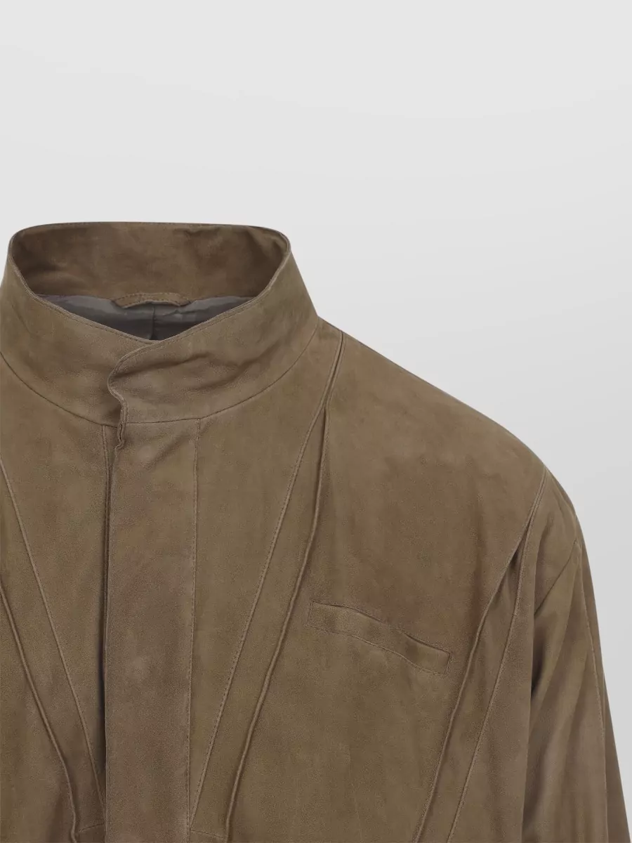 Giorgio Armani Jacket Elastic Hem Front Pockets High Collar