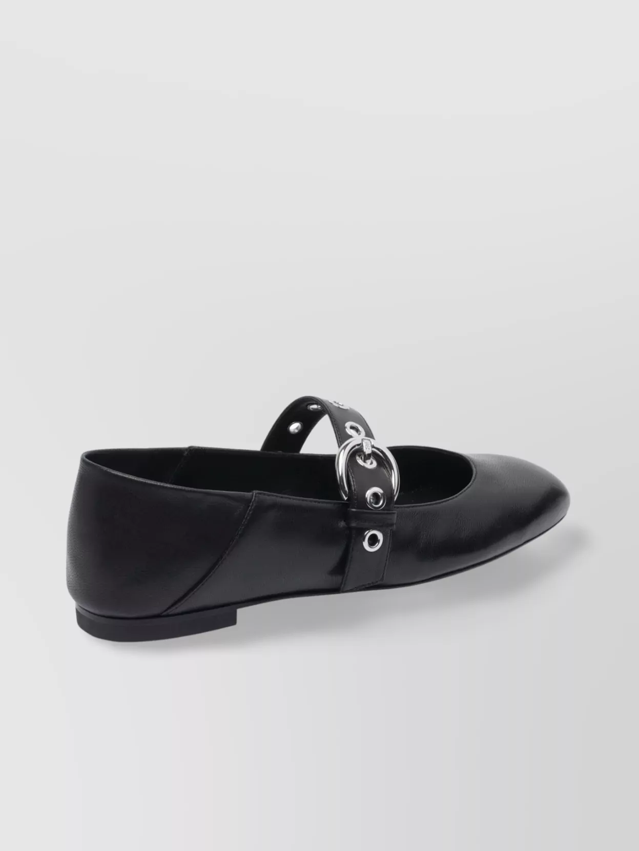 Stuart Weitzman Round Toe Leather Ballerina Shoes With Eyelet Detailing
